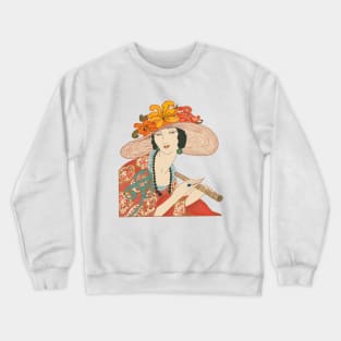 Lady in a hat (on cream) Crewneck Sweatshirt